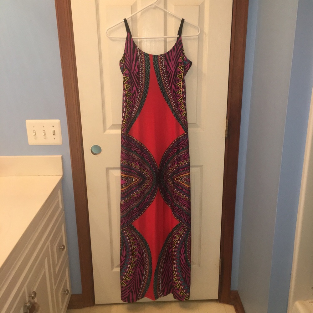 Vibrant Maxi Dress in Red and Purple